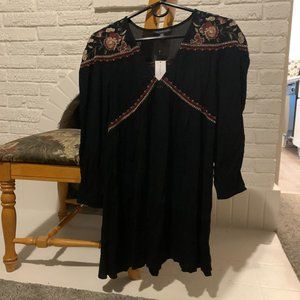 V Neck, Black short dress